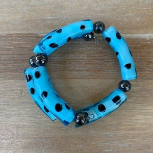 Black and Blue glass beaded Bracelet